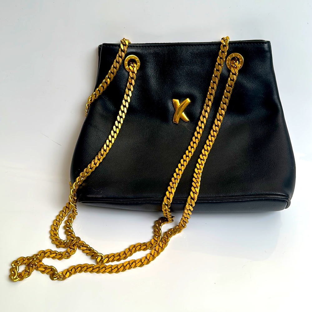 Paloma Picasso Black and Gold Shoulder Bag